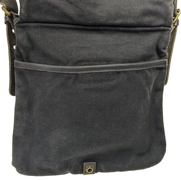 GHURKA Black Denim and Leather Rugged Messenger Crossbody - Picture 13 of 16